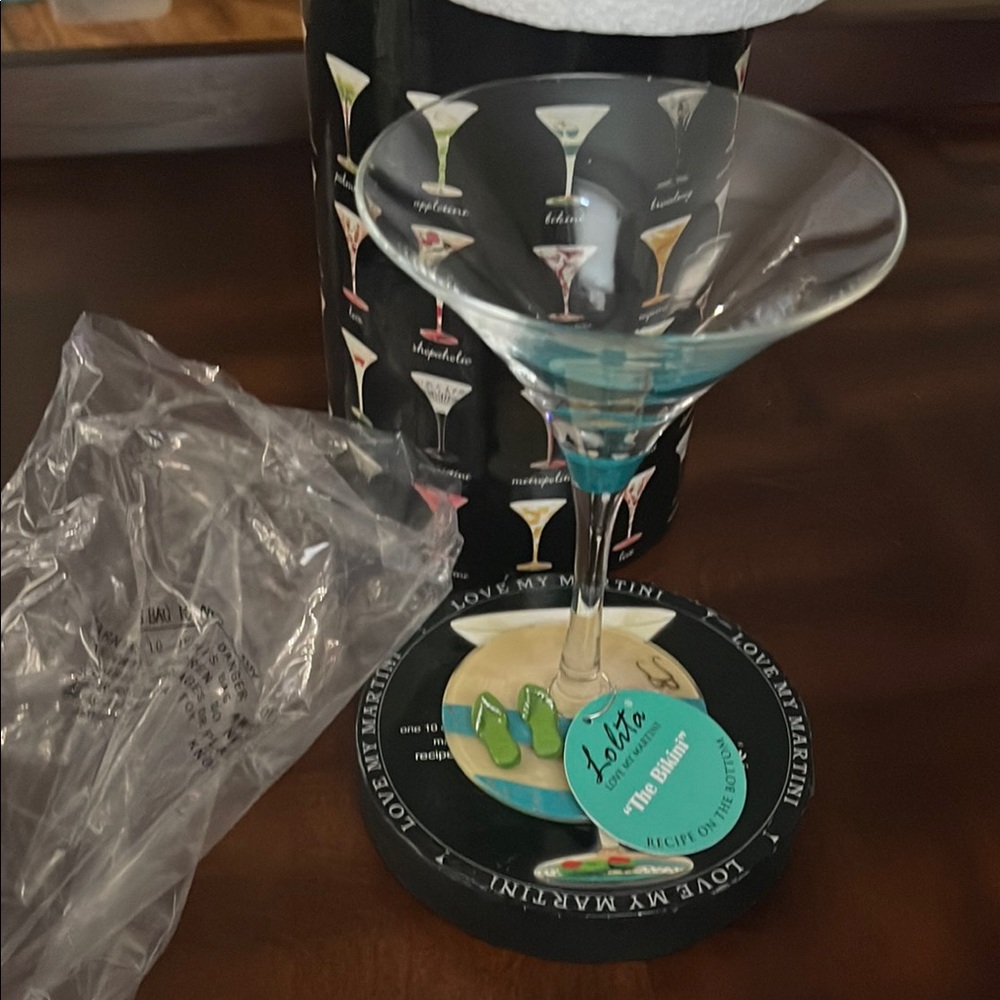 Lolita Martini Glass with Blue and Green Design